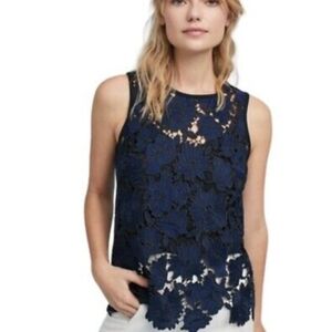 Anthropologie | Postmark Koira Flaral Lace Sleeveless Blouse Navy Medium